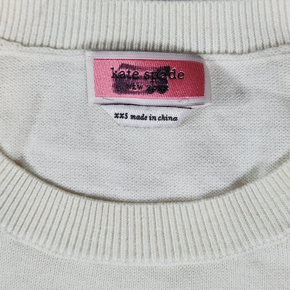 Kate Spade‎ New York Cocktail Kiss Martini Sweater Cream Red Lips XXS NWOT